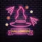 Pink Witch Hat Halloween Neon Sign - Custom Stickers Now