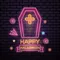 Pink Halloween Coffin Cross Neon Sign - Custom Stickers Now