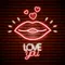 Lips with Love You Neon Sign - Custom Stickers Now