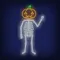 Skeleton with Pumpkin Head Neon Sign - Custom Stickers Now