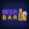Beer & Bar with Bottle & Glass Neon - Custom Stickers Now