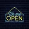 We Are Open Blue and Yellow Neon Sign - Custom Stickers Now