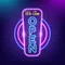 We are Open Vertical Neon Sign - Custom Stickers Now