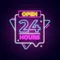 Open 24 Hours with Abstract Shapes Neon Sign - Custom Stickers Now