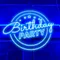 Birthday Party Blue Neon Sign - Custom Stickers Now