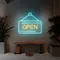 Glowing Open Neon Sign - Custom Stickers Now