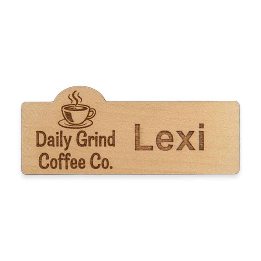 Wooden Name Badges - Custom Stickers Now
