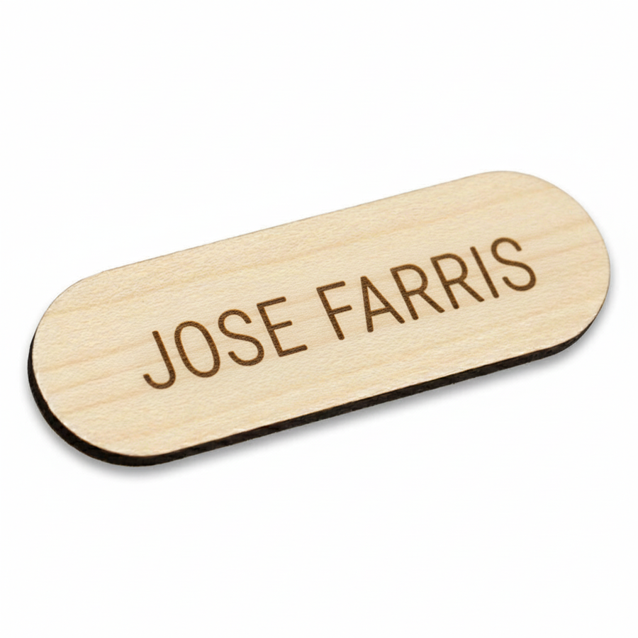 Wooden Name Badges - Custom Stickers Now