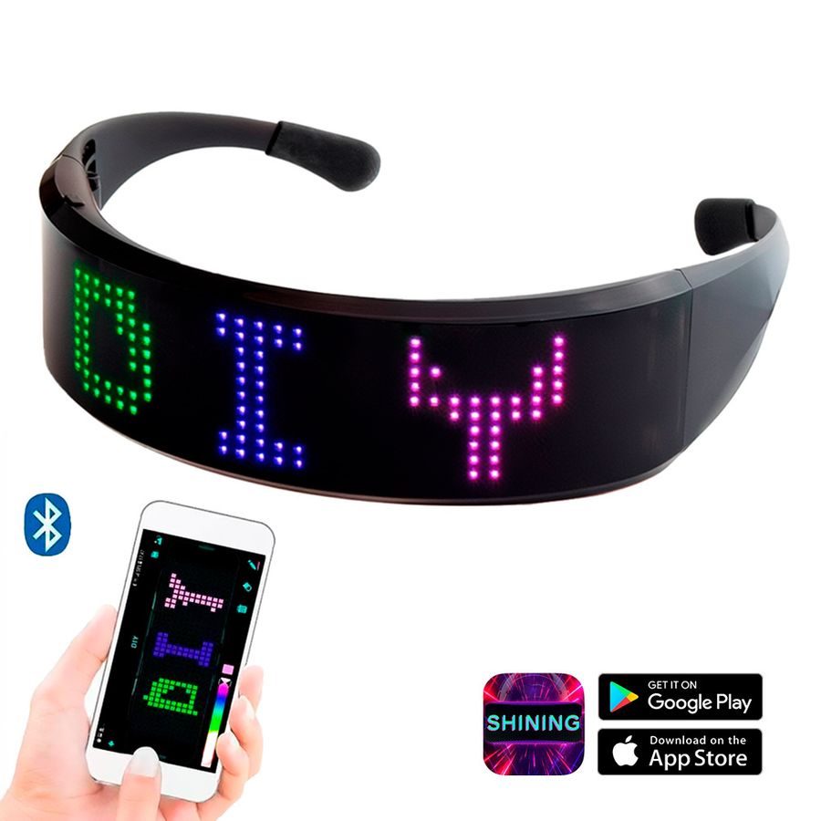 LED Light Up Glasses with Bluetooth - Custom Stickers Now