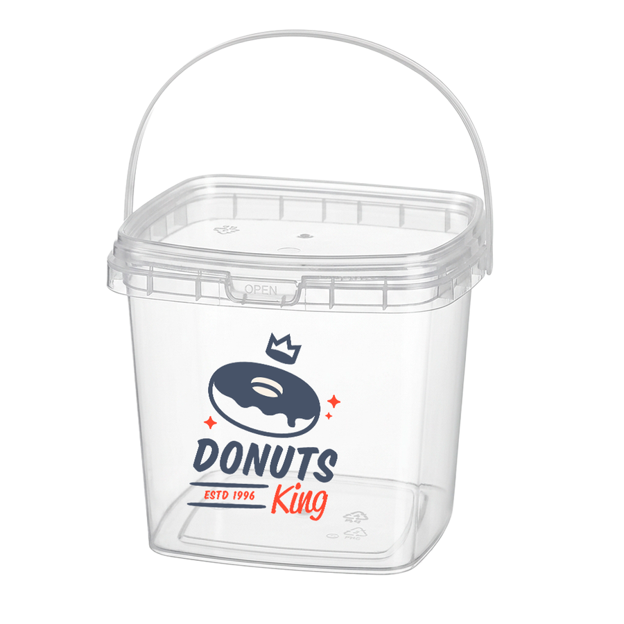 Square Transparent Drink Buckets - Custom Stickers Now