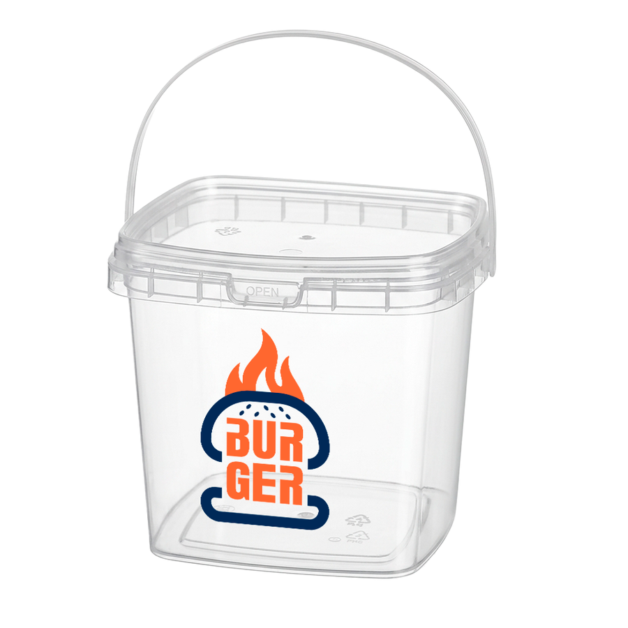 Square Transparent Drink Buckets - Custom Stickers Now