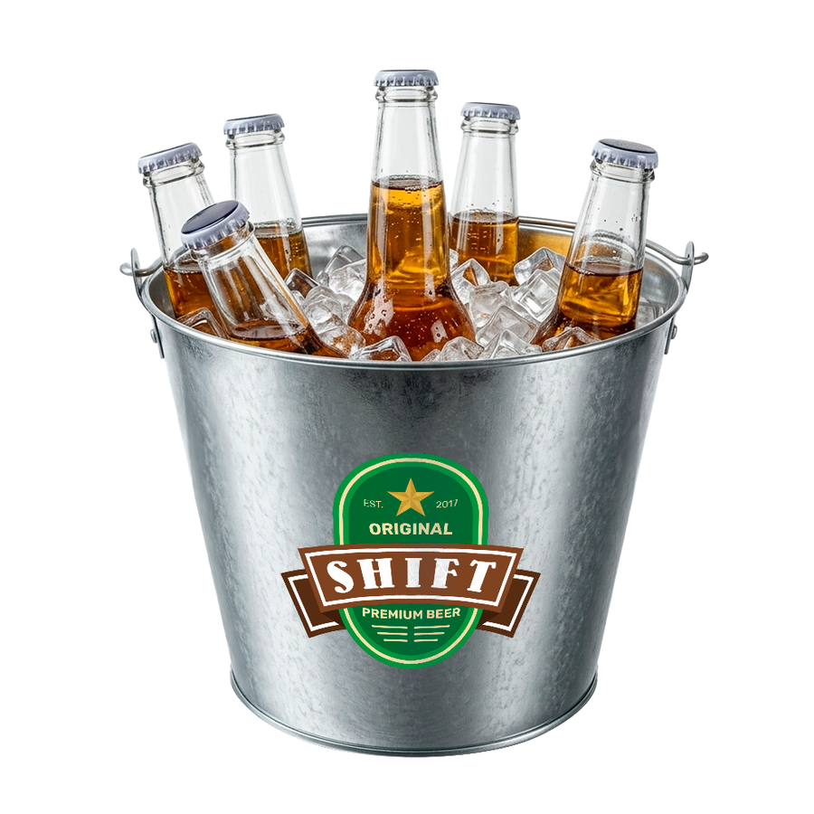 Tinplate Beer Buckets & Opener Combo - Custom Stickers Now
