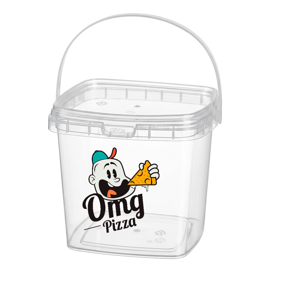 Square Transparent Drink Buckets - Custom Stickers Now