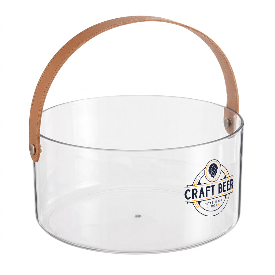 Leather-Strap Clear Drink Buckets - Custom Stickers Now