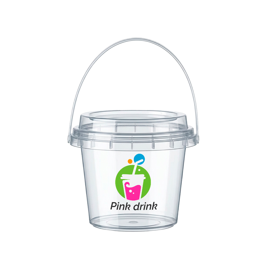 Premium Transparent Drink Buckets - Custom Stickers Now