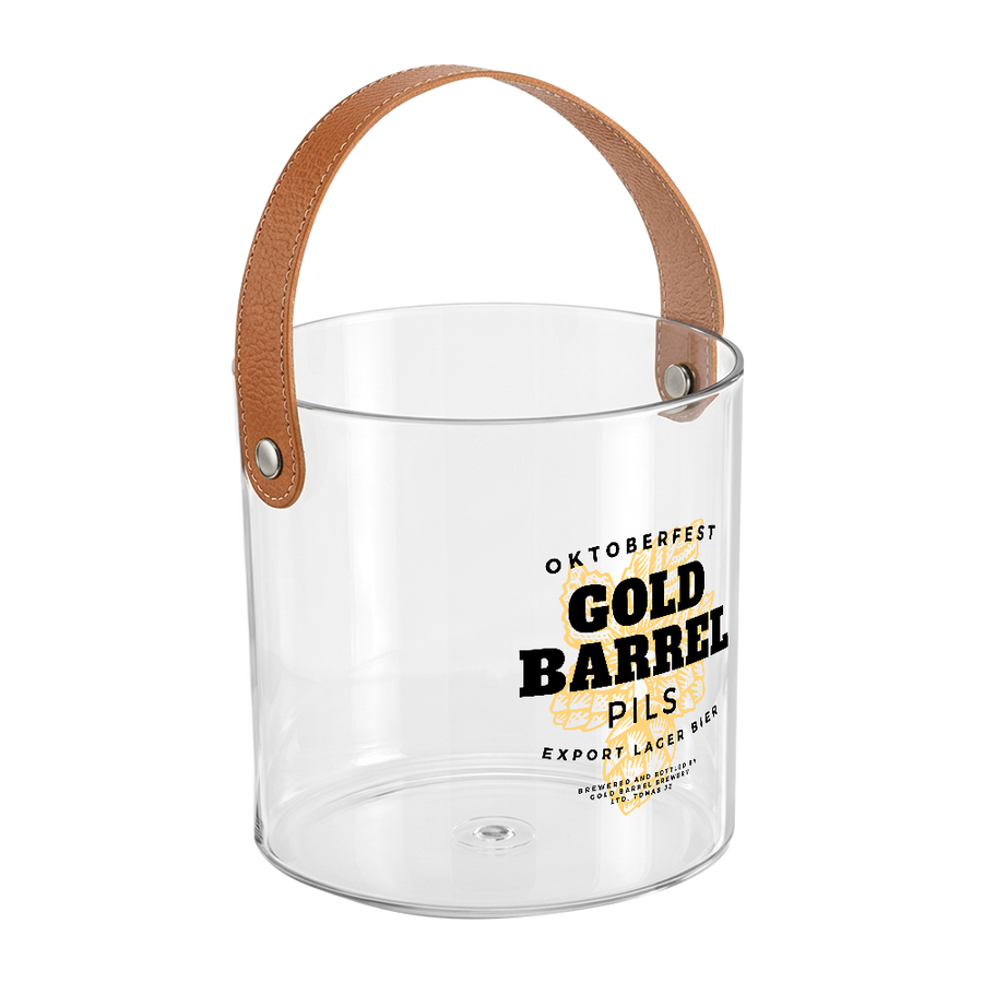Leather-Strap Clear Drink Buckets - Custom Stickers Now