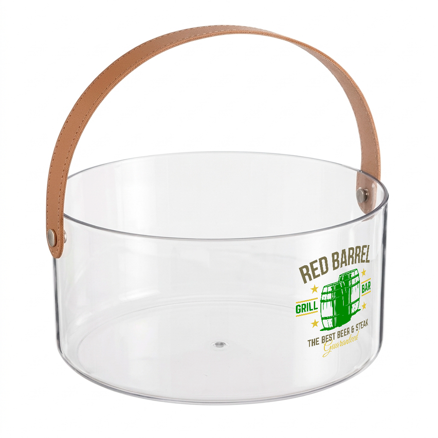 Leather-Strap Clear Drink Buckets - Custom Stickers Now