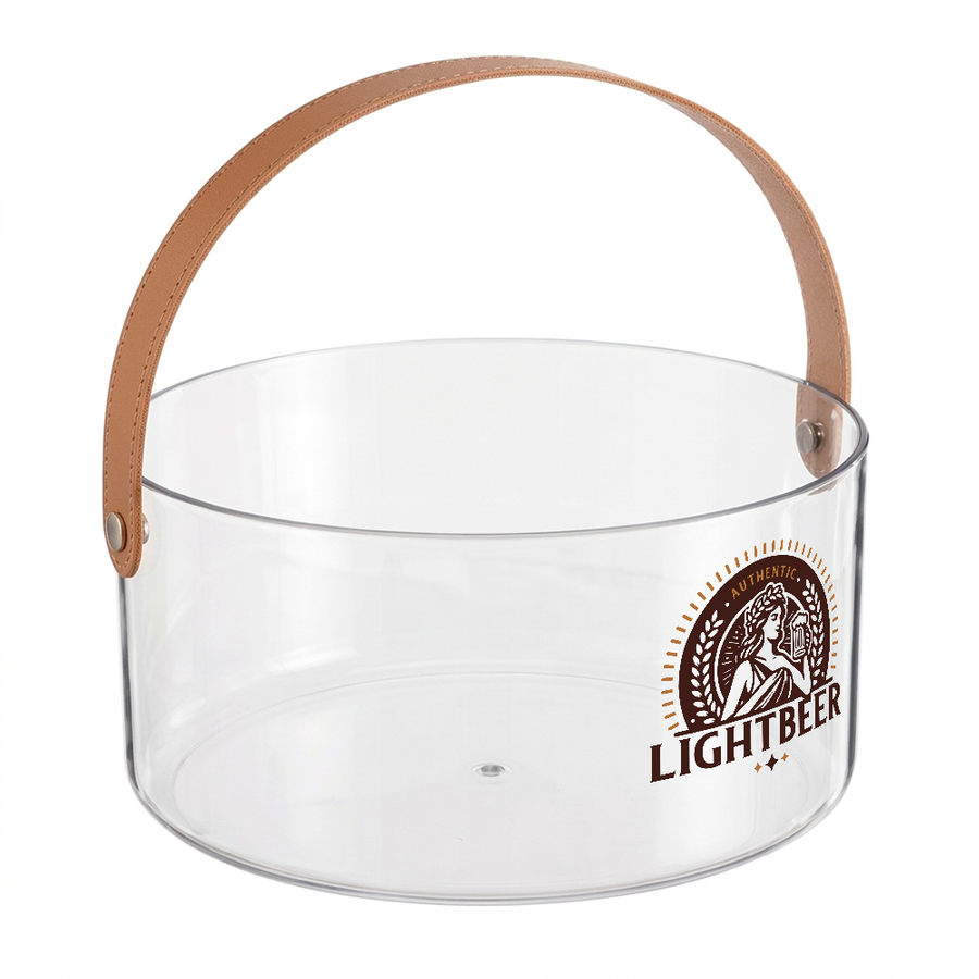 Leather-Strap Clear Drink Buckets - Custom Stickers Now