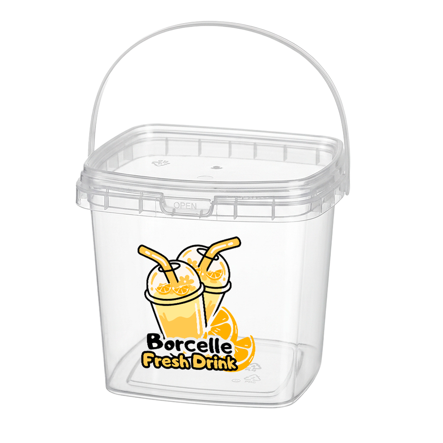 Square Transparent Drink Buckets - Custom Stickers Now