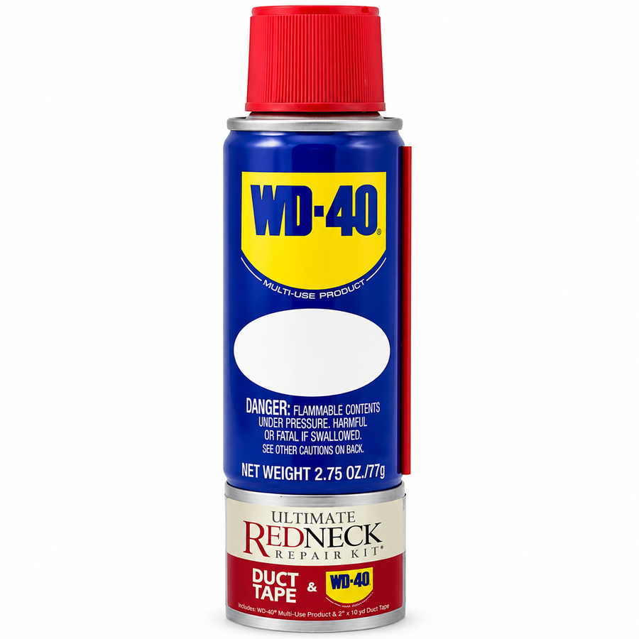 Ultimate Redneck Repair Kits, WD-40 2.75 oz Handy Cans and 6 yards of Duct Tapes - Custom Stickers Now