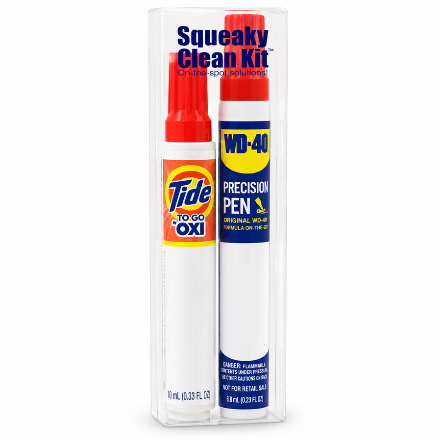 Squeaky Clean Kit - WD-40® Precision Pen and Tide® to Go + Oxi Travel Kits - Custom Stickers Now