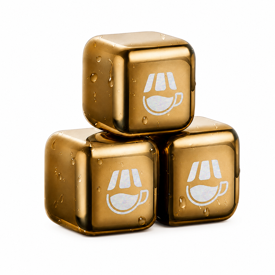 Gold Stainless Steel Ice Cubes - Custom Stickers Now