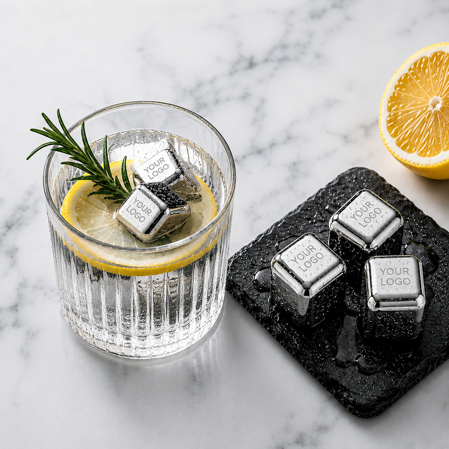 Silver Stainless Steel Ice Cubes - Custom Stickers Now