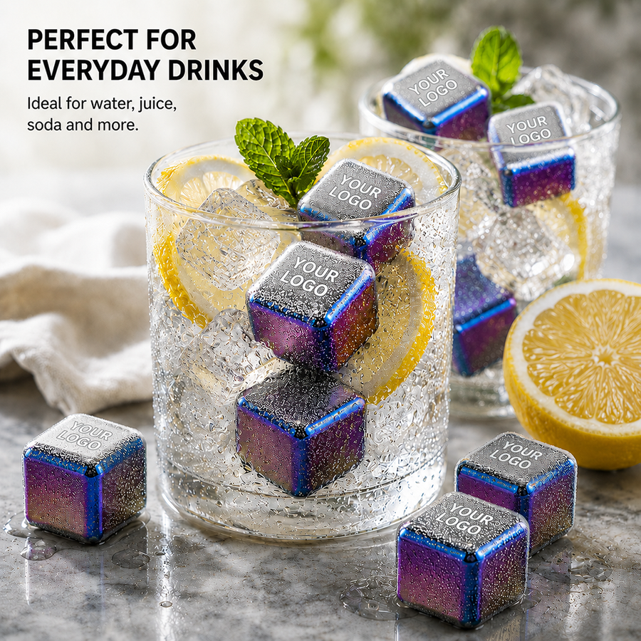 Rainbow Stainless Steel Ice Cubes - Custom Stickers Now