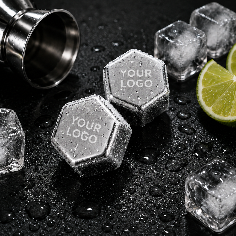 Hexagon Stainless Steel Ice Cubes - Custom Stickers Now