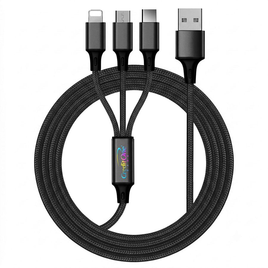 Nylon Braided 3-in-1 Charging Cables - Custom Stickers Now