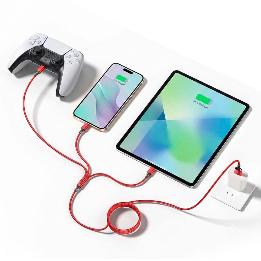 Nylon Braided 3-in-1 Charging Cables - Custom Stickers Now