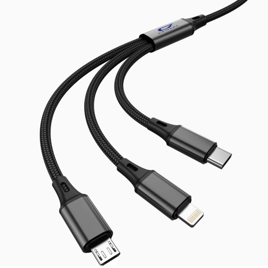 Nylon Braided 3-in-1 Charging Cables - Custom Stickers Now