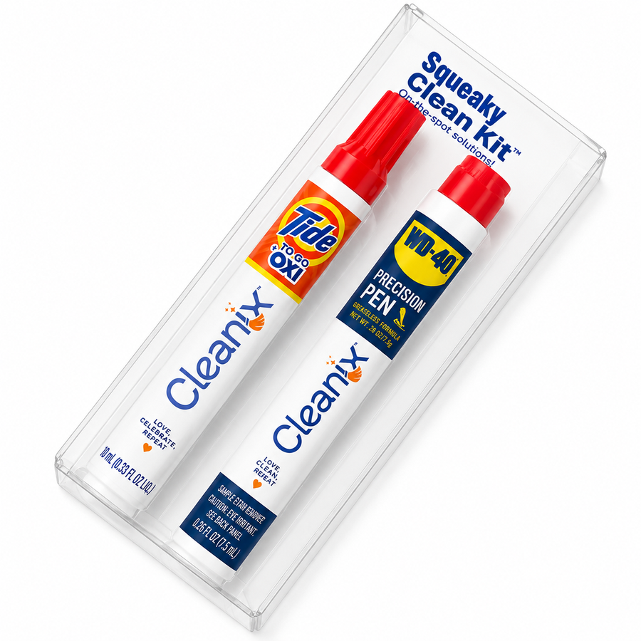 Squeaky Clean Kit - WD-40® Precision Pen and Tide® to Go + Oxi Travel Kits - Custom Stickers Now